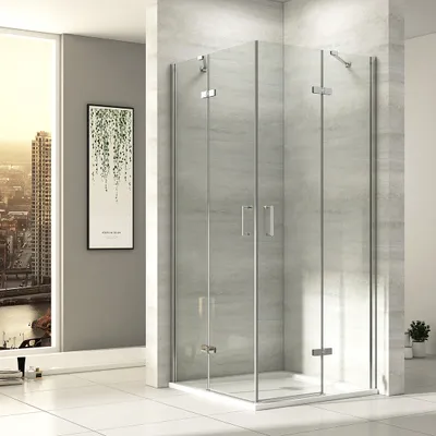 Produktbild von EMKE 80x80x195cm Rohový prístupový sprchový kút 5mm ESG bezpečnostné sklo Bezrámové závesné dvere Sprchové dvere Sprchová zástena s nano povrchovou úpravou na oboch stranách