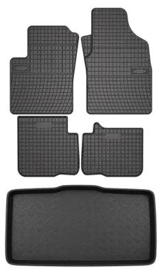 Productafbeelding van Rubberen automatten + kofferbakmat voor Fiat Panda III vanaf 2012 – 5-delig, zwart, op maat – Wielganizator SolidPRO