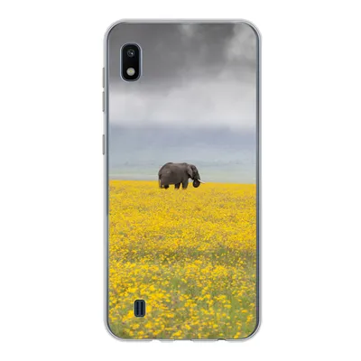 Produktbild von MuchoWow® Handyhülle Schutzhülle Hülle für Samsung Galaxy A10 Elefant - Blumen - Natur - Gelb - Tiere Silikon Softcase Handy Hülle - Schutzhülle