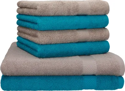 Produktbild von Betz 6-tlg. Set PALERMO - 2 Liegetücher 4 Handtücher 100% Baumwolle Farbe: petrol / stone