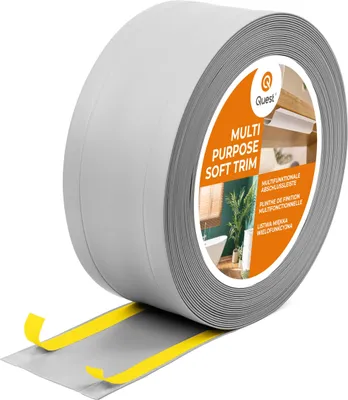 Zdjęcie produktu dla QUEST Listwa wykończeniowa W1 z PCV 6w1 1x95mm, 10m samoprzylepna, maskująca elastyczna listwa podłogowa, ścienna, szary