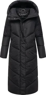 Produktbild von Marikoo Damen Wintermantel warm gefütterte Steppjacke mit Kapuze Parka Style Ranjaa Schwarz Gr. 46 - 3XL