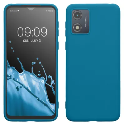 Produktbild von kwmobile Handyhülle für Motorola Moto E13 Hülle - TPU Case - Kabelloses Laden - Schutzhülle Cover in Karibikblau