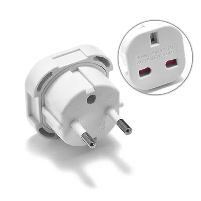 Produktbild von Weltadapter Typ G auf Typ F - England, Irland, Malta, Malaysia, EU - Weiß