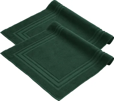 Produktbild von Komfortec Badvorleger Set 2 Teilig, Frottee Duschvorleger, Waschbar Duschmatte & Badteppich, 600 g/m² &100% Baumwolle, Saugfähig & Schnelltrocknend, 50 x 70 cm, Dungelgrün
