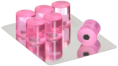 Kunststoff-Magnete, rechteckig, rosa, 6 Stück