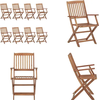 Image de vidaXL Chaises de jardin pliantes 8 pcs. Bois massif acacia - Chaise de jardin - Chaise - Chaises