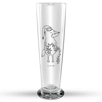 Produktbild von Mr. & Mrs. Panda Bierglas Fuchs Weihnachten - Transparent - Geschenk, Bier Glas, Weizenbier, Winter, Mr Mrs Weizenglas, Weizen, Weihnachtsmann, Weißbierglas, Nikolaus