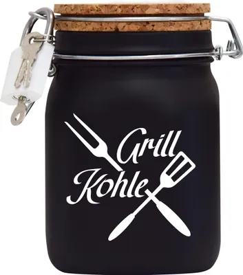 Produktbild von Spardose Geld Geschenk Ideen Grill Kohle Design2 Schwarz Größe L 1 Liter