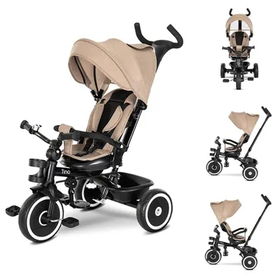 Produktbild von Lorelli Tino 360 Dreirad 5-in-1 – 360° drehbarer Sitz, Schiebestange, Sonnendach, Free-Wheel, PolyurethanRäder, ab 9 Monaten bis 25 kg