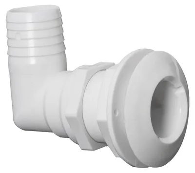 Zdjęcie produktu dla Zawór denny 90°, biały, plastikowy 1"1/2 x 38 mm Osculati 17.395.20
