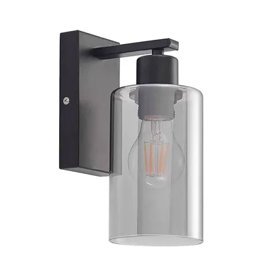 Produktbild von Lindby Wandleuchte Emavi, schwarz/rauchgrau, Glas, E27