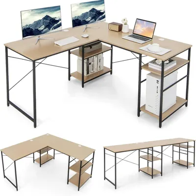 Obrázek produktu pro Rohový stůl - Stůl ve tvaru "L" - Počítačový stůl - Herní stůl - Kancelářský stůl - 151x151x75 cm