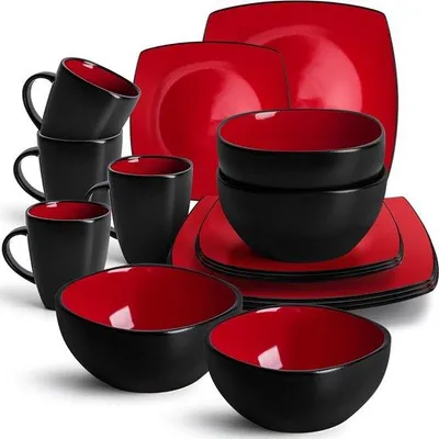 Produktbild von 16-teiliges Geschirrset/Alltagsgegenstände - Marsili-Kollektion (4 Tassen 4 Teller 4 große Platten 4 kleine Platten) mit em Versand
