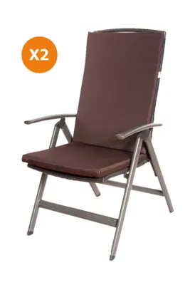 Zdjęcie produktu dla Poduszka na krzes³o z oparciem 2szt | poduszka ogrodowa 110x47x4cm br¹zowa | poduszka na fotel | poduszka na krzes³o ogrodowe