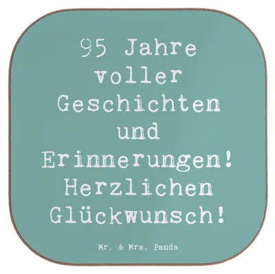 Produktbild von Mr. & Mrs. Panda Tischschoner Spruch 95. Geburtstag - Meeresbrise - Geschenk, Alter, Liebe und Dankbarkeit, Tassen Untersetzer, Glückwunsch, Coaster, Tassenuntersetzer