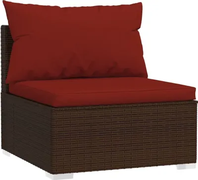 Produktbild von vidaXL Garten-Mittelsofa mit Kissen Braun Poly Rattan