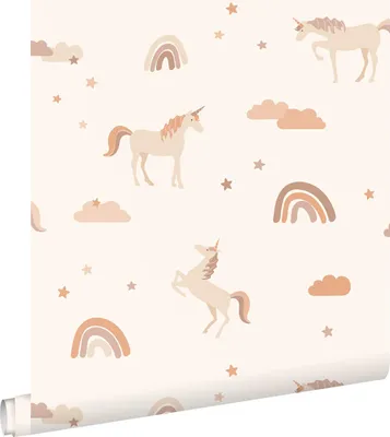 Zdjęcie produktu dla ESTAhome Tapeta jednorożce beżowymIjasnej terakoty 53 cm x 10.05 m