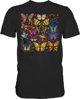 Produktbild von Bunte Schmetterlinge T-Shirt – Black / M