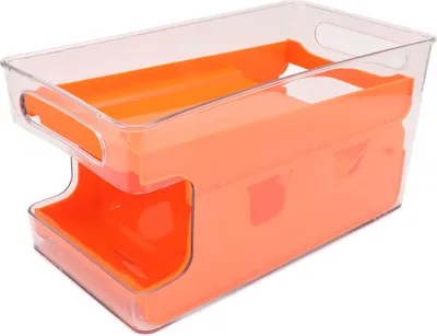 Image de support à 2 étages pour canettes de soda Support pour canettes de boisson Support pour garde-manger Réfrigérateur Orange