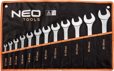 Zdjęcie produktu dla NEO TOOLS Klucze płaskie dwustronne 6-32 mm, zestaw 12 szt.