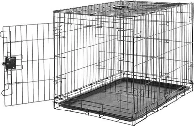 Produktbild von Famanu Hundekäfig mit Plateau und einfacher Tür - 91 x 58 x 64 cm, schwarz