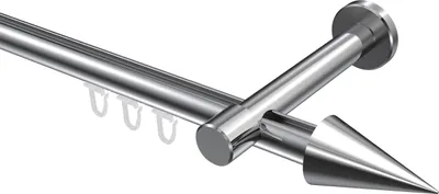 Produktbild von Interdeco Innenlaufstange / Gardinenstange mit Innenlauf Chrom, Typ Prestige Savio (Kegel), 20 mm Ø 1-läufig, 260 cm