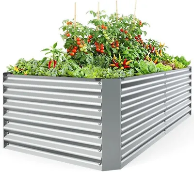 Imagen del producto de Silecomplaza, jardinera elevada de metal, para plantas, 180x90x54 cm, resistente a la corrosión y estable