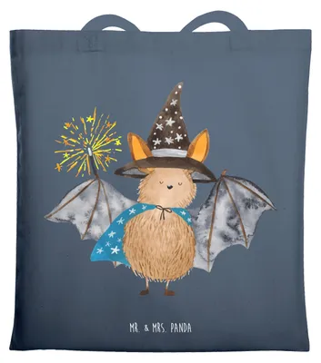 Produktbild von Mr. & Mrs. Panda Tote Bag Fledermaus Zauberer - Indigo Blue - Geschenk, Tasche, Laptoptasche, Unitasche, Jutebeutel, Reinsteigern, Stoffbeutel, Magier, Fledermäuse