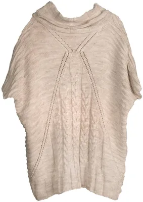 Produktbild von styleBREAKER Damen Strick Poncho mit Zopfmuster, Ärmel und Schalkragen 08010054