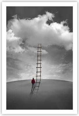 Produktbild von Poster - Poster ohne Rahmen - Symbol Leiter Himmel - 61x91,5 cm - Wand Bild - Wanddeko - Wandbilder - Kunstposter - Wandposter - Bilder - Kunstdruck - Wanddekoration - Wandbild - P2XPA61x91-4900