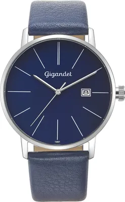 Produktbild von Gigandet Quarzuhr Datum Edelstahl Lederband Silber Blau Minimalism - G42-009