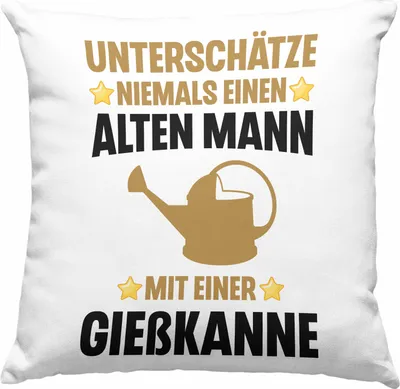 Produktbild von Trendation - Alter Mann Gärtner Deko-Kissen mit Füllung 40x40 mit Spruch Garten Hobbygärtner Geschenk Lustig (Blau)