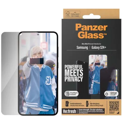 Obrázok produktu pre PanzerGlass ® Privacy Screen Protector Samsung Galaxy S24+ | Ultra-Wide Fit w. EasyAligner, Samsung, Samsung - Galaxy S24 Plus, Suché aplikovanie, Odolné proti poškriabaniu, Odolný proti nárazom, Priehľadná, 1 kusov