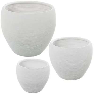 Produktbild von Set mit 3 Blumentöpfen aus Keramik in Sandweiß, 30 x 30 x 12 cm