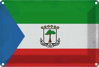 Produktbild von vianmo Blechschild 12x18 cm Äquatorialguinea Vintage Flagge Fahne Wappen