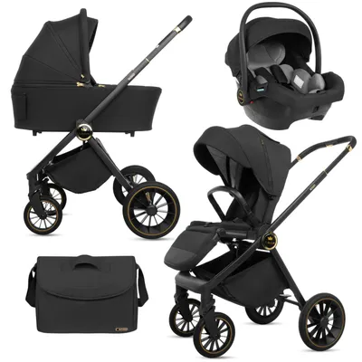 Zdjęcie produktu dla BabyLux® Wielofunkcyjny Wózek Dziecięcy 3w1 ROSSO, Kolor Czarny, Gondola, Spacerówka, Fotelik Samochodowy, Akcesoria, Lekki i Kompaktowy, Obraz wygenerowany przez AI