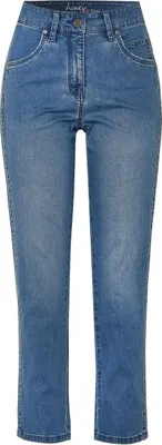 Produktbild von Damen Jeans knöchellang in hellem Blau, klassischer Fünf-Taschen-Stil mit doppelten Seitennähten