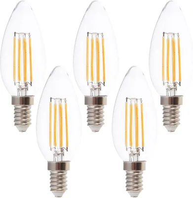 Produktbild von V-TAC LED-Filament-Lampe VT-1986-N, E14, EEK: F, 4W, 400lm, 3000K, 5 Stück