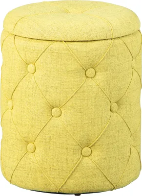 Produktbild von Ymas Fusshocker, Hocker mit Aufbewahrung gelbgrün und braun.