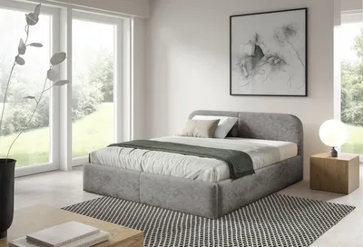 Image de Lit rembourré BELMI Slim 140x200 cm avec coffre de rangement - PERFECT HARMONY 04 (beige froid)