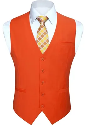 Obrázok produktu pre Pánska vesta, formálny štýl, bavlna, jednofarebná, oranžová, veľkosť M