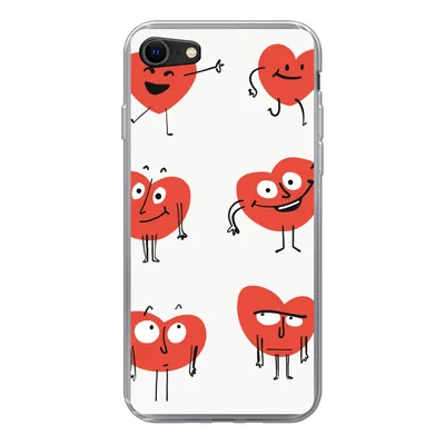 Produktbild von MuchoWow® Handyhülle Schutzhülle Hülle für iPhone 7 Eine Illustration von neun Herzen mit Emotionen Silikon Softcase Handy Hülle - Kartenhalter