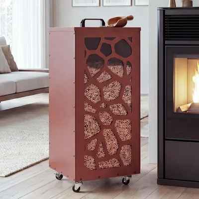 Immagine prodotto di Contenitore per pellet HWC-Q30, struttura a nido d'ape, scatola per pellet, contenitore di stoccaggio, ad esempio per cibo per animali, con piedini, dimensioni 86x37x37 cm, colore rame