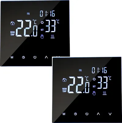 Produktbild von 2X Intelligenter Heizungsthermostat, digitaler Temperaturregler, Touchscreen-LCD-Display, Wochenprogrammierbare Wasser-Fussbodenheizung und Gasboiler-Thermostat, Frostschutz fuer Zuhause, Schule, Buero, Hotel