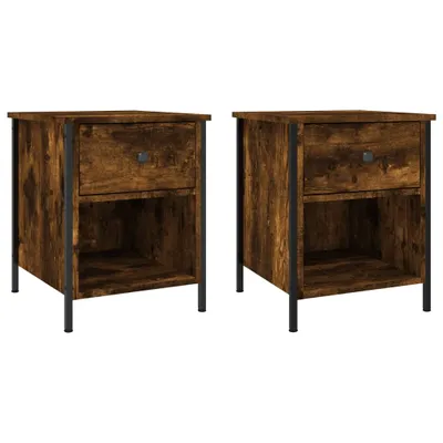 Produktbild von "2026 MODERNE"Nachttisch 2er Set, für Schlafzimmer - elegantes Design - Nachtkommode - Räuchereiche 40x42x50cm Holzwerkstoff - Nachttische & -schränke NeuMöbel858019