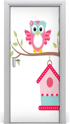 Produktbild von Tulup Türaufkleber 95x205 cm Dekorative Aufkleber Selbstklebend Wasserdichte Tapete Abnehmbar Schlafzimmer Wohnzimmer Wohnkultur - Eule einem Ast