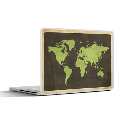 Produktbild von MuchoWow® Laptop Aufkleber Sticker Cover Weltkarte - Grün - Vintage 31x22.5 cm - Laptop-Deko