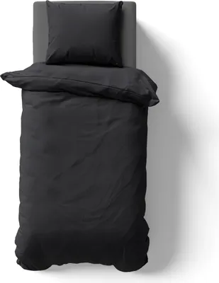 Produktbild von 2-tlg Renforcé UNI Bettwäsche 135x200 + 80x80 cm Kopfkissen Garnitur 100% Baumwolle Mit Reißverschluss schwarz