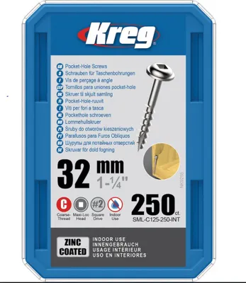 Produktbild von Kreg Pocket-Hole Schrauben 32 mm, Verzinkt, Maxi-Loc, Grobgewinde - 250Stk.